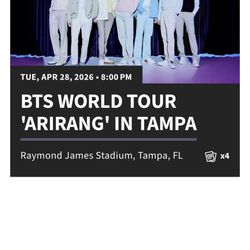 BTS Tickets Tampa April 28th SEC 303 ROW C