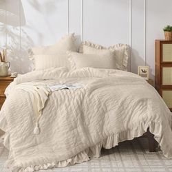 JOLLYVOGUE Beige Comforter Full Size, 3 Pieces