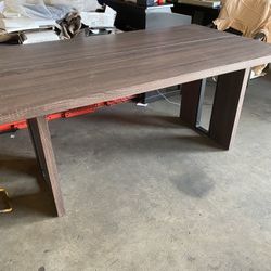 63" Large Dining Table for 4 6 People, [35.4" Widen Tabletop] Farmhouse Kitchen Table Rectangle Dining Table for Living Room Work Home Office, Walnut