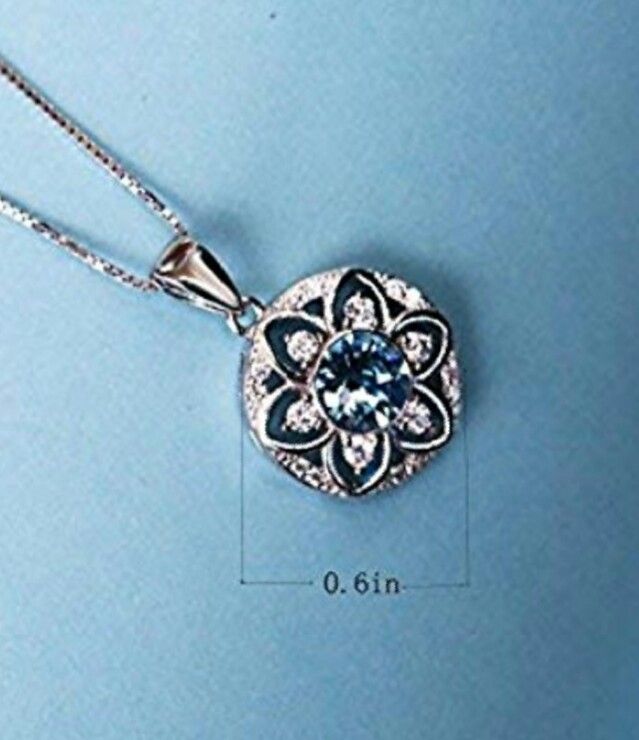 18k Gold Plated 925 Sterling Silver CZ Flower Pendant Necklace 18"