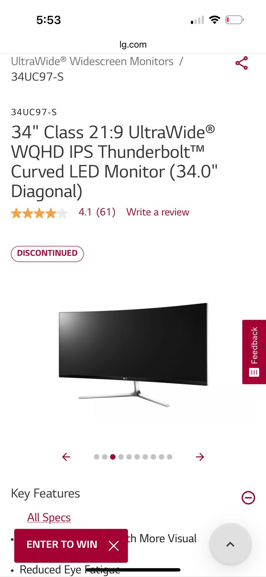 Clearance - 2 Used LG Monitors - $800 For Both