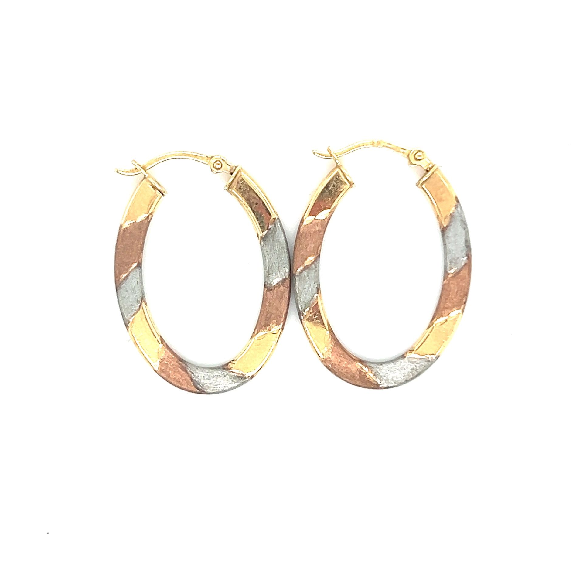 10k Tricolor Gold Hoop Earrings