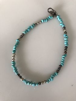Turquoise and Silver Ankle Bracelet