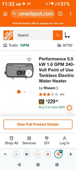 Rheem Retex-06 POU water heater