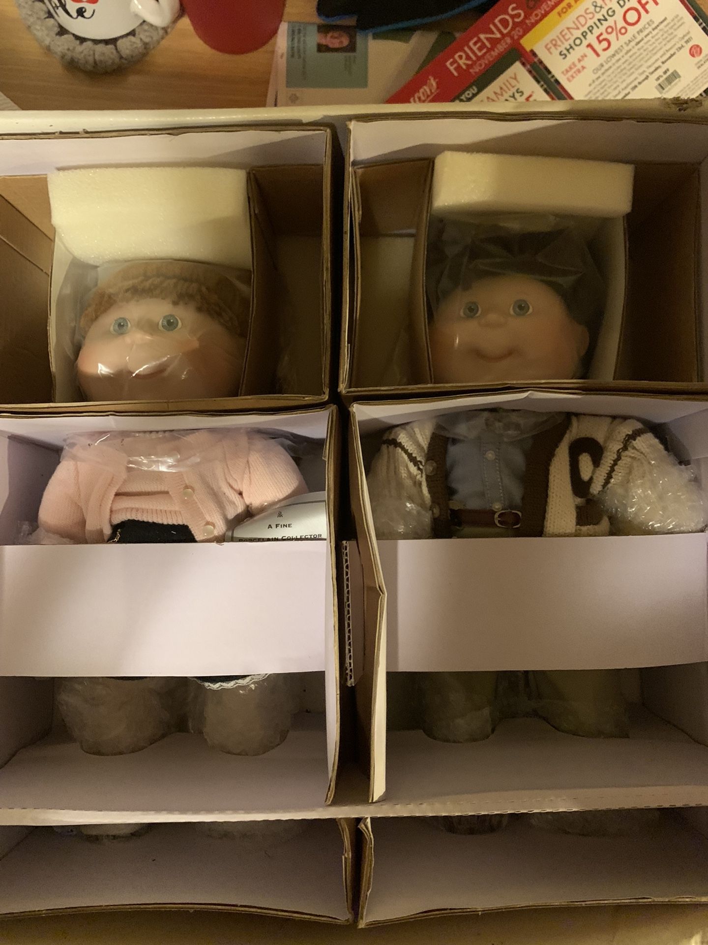 Danbury Mint Cabbage Kids 50s Kids Porcelain Collector Doll Set.