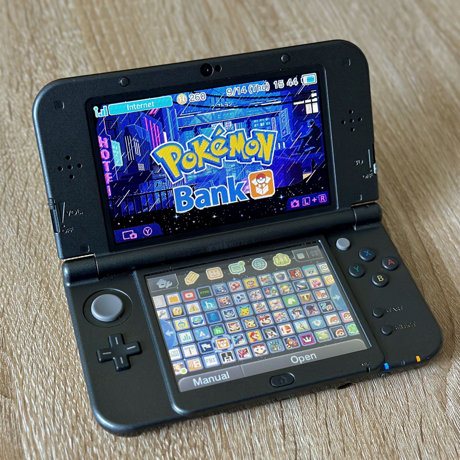 New Nintendo 3DS XL, Pokemon Bank, case, 64GB SD card, stylus for Sale