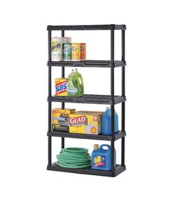 New In Box 36"W x 24"D x 72"H Five-Shelf Resin Shelving, Black