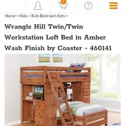 Real Wood Twin Bunk beds With Desk And Mattresses