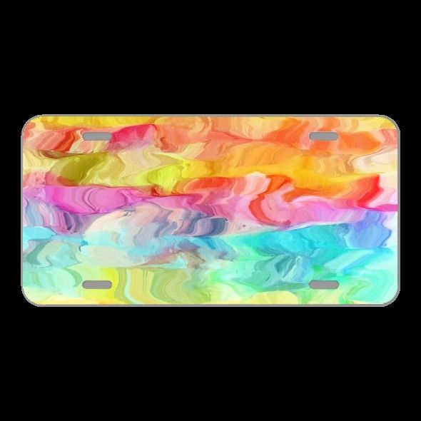 License Plate Novelty Car Front Background Abstract Waves Surface