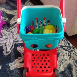 Battat Shop N Stroll Shopping Cart With Play Food 