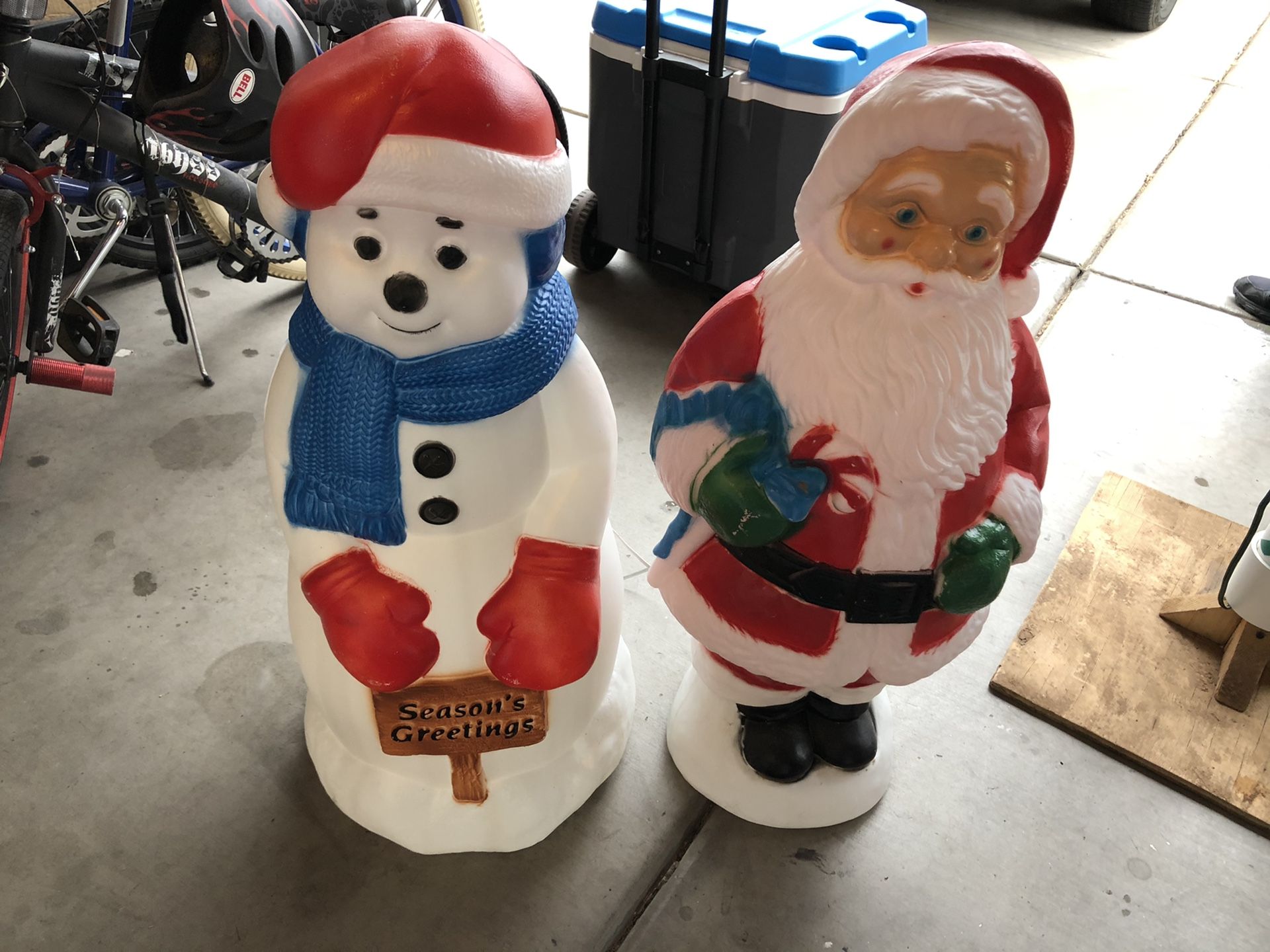 2 classic vintage Christmas light up blow mold molds