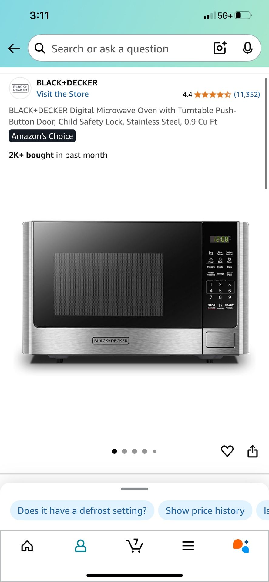 BLACK+DECKER Digital Microwave Oven, 0.9 cu. ft., stainless steel