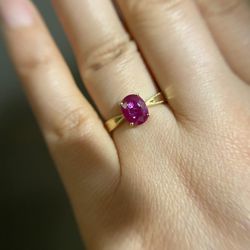 1.55 CT Natural Unheated Ruby Gold Ring