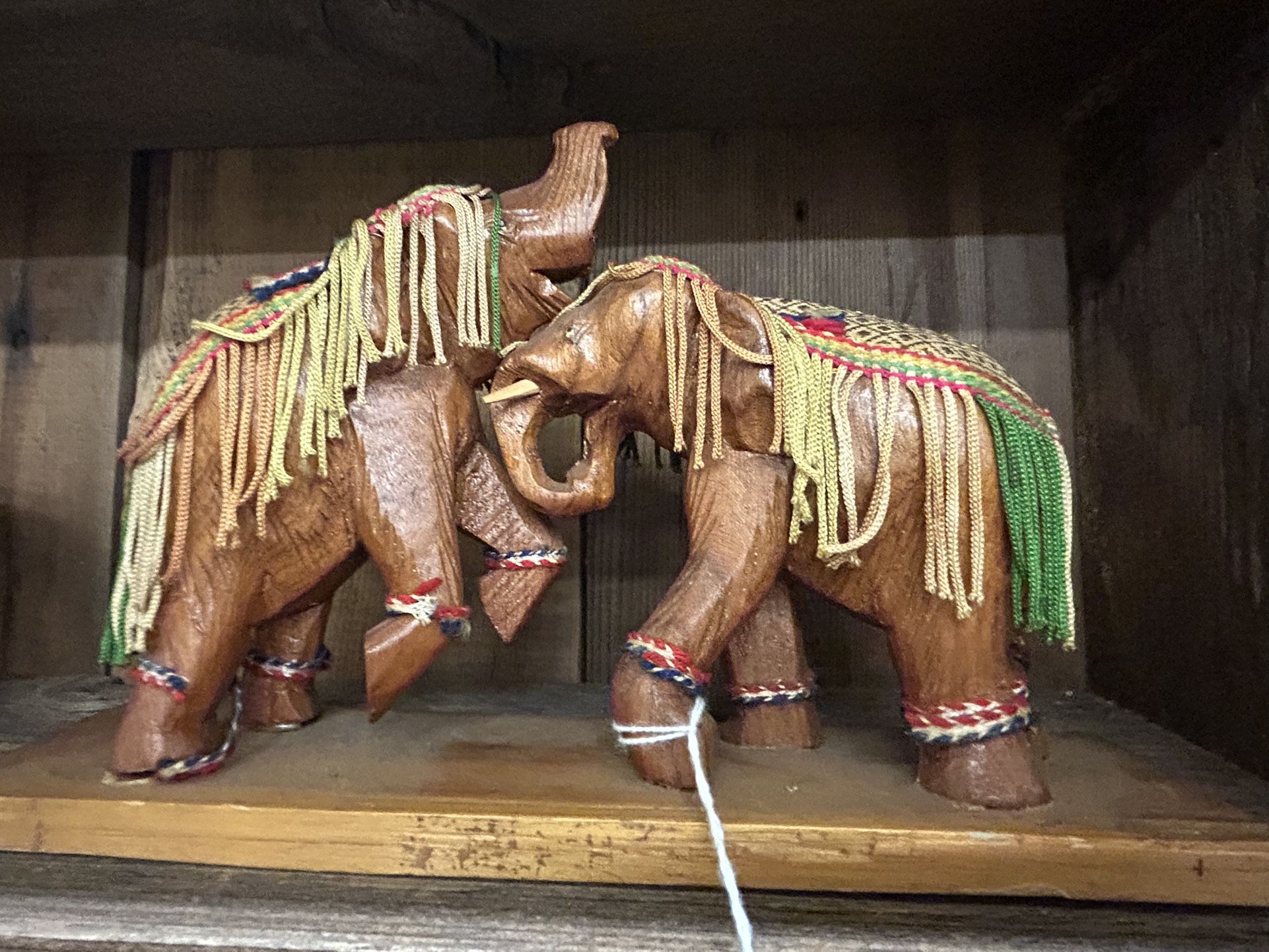 Vintage Circus Elephants on Wood Stand