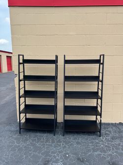 Black bookshelves