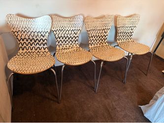 Set of 4 Modern Pattern Dining Chairs