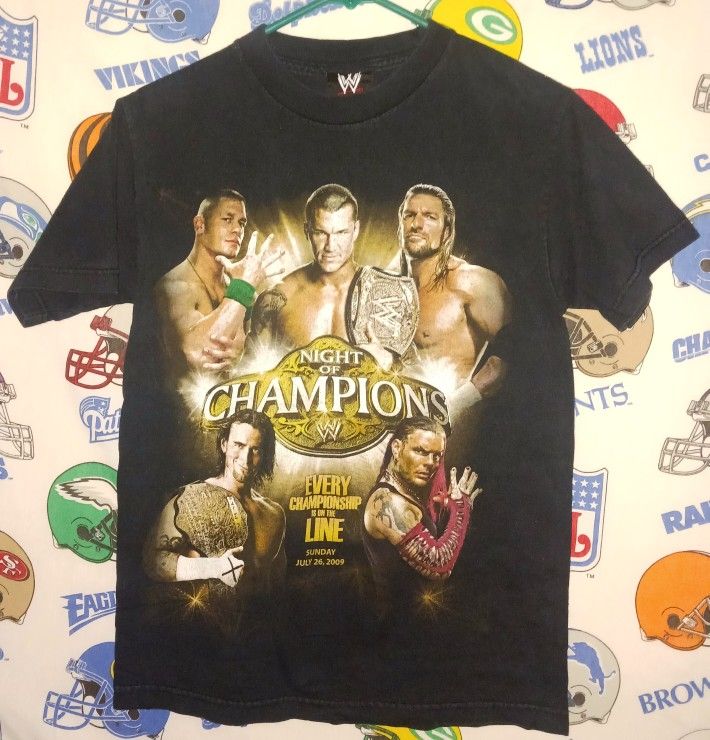 2009 Night Of Champions John Cena Randy Orton Triple H CM Punk Jeff Hardy WWE Wrestling Tee Shirt