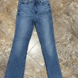 American Eagle Next Level Stretch Flare Jeans Raw Hem 2 Short