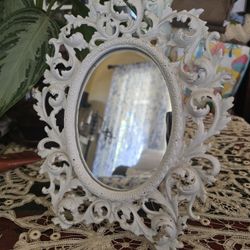 Vintage Antique Shabby Chic Ornate Cast Iron Mirror Wilton 