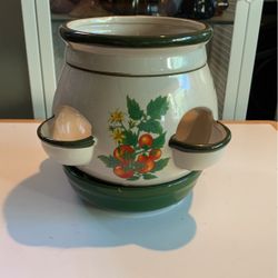 Retro Herb Planter Pot for Small Spaces - Vintage Kitchen Decor - Ceramic Vase