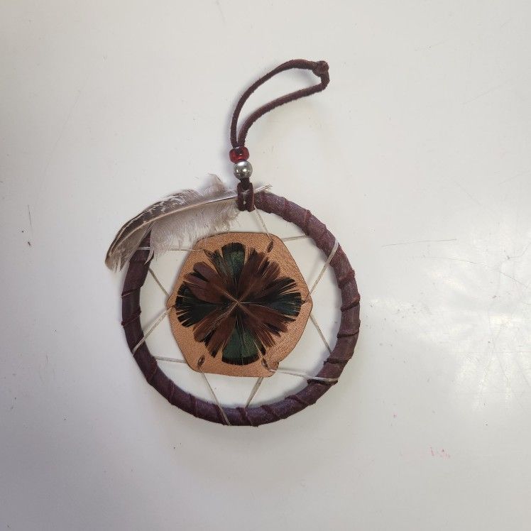 Beautiful Small Indian Wall Hanging Leather with Feathers