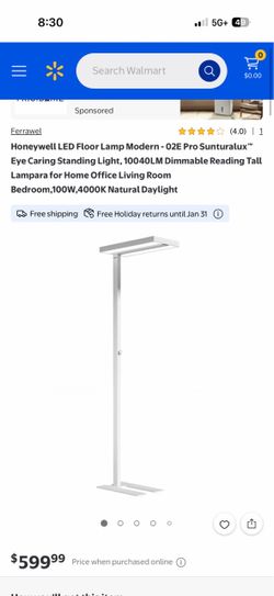 Honeywell 155W LED Floor Lamp 02E MAX Sunturalux Eye-Care Tall Standing