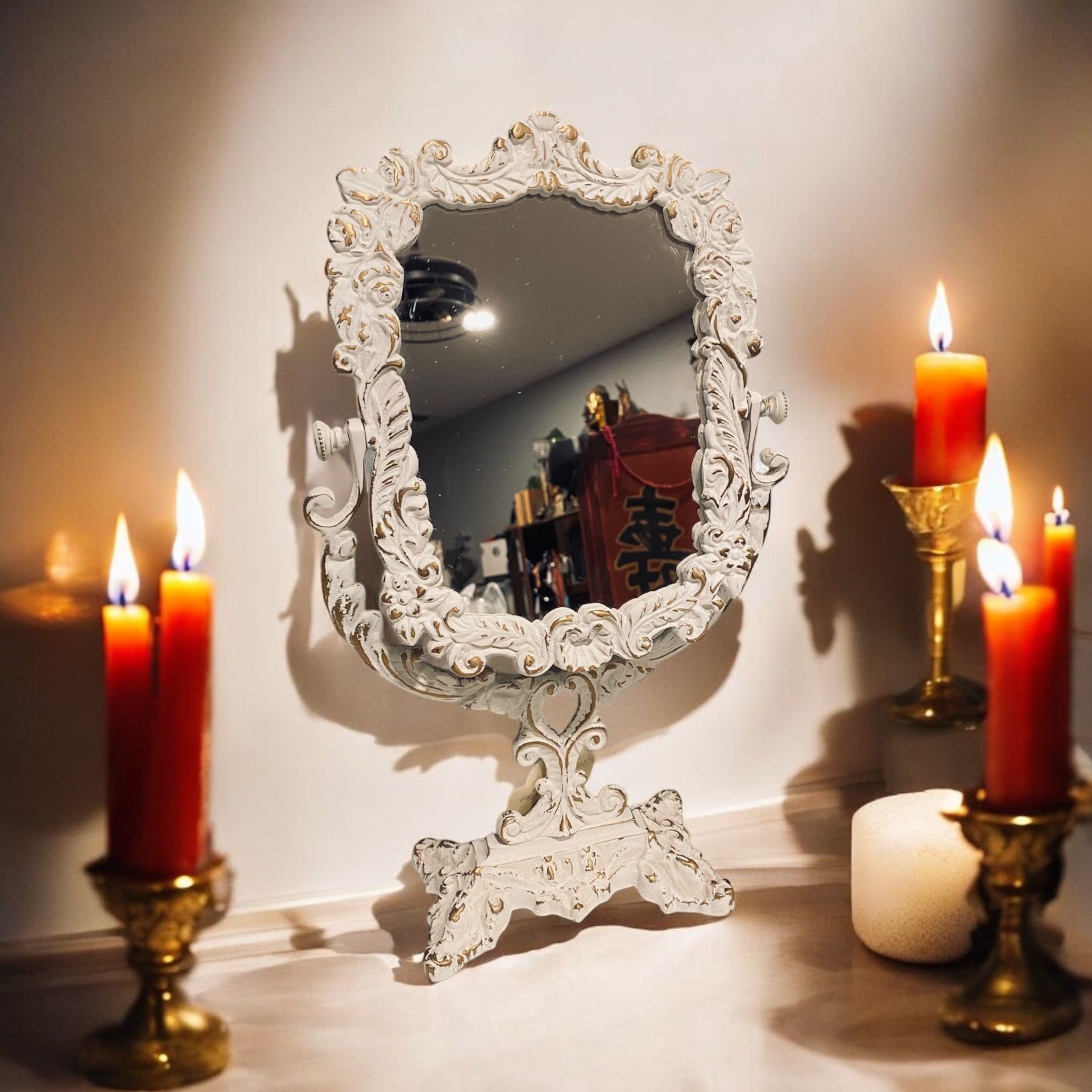 Antique -Re-Imagined Brass Mirror 