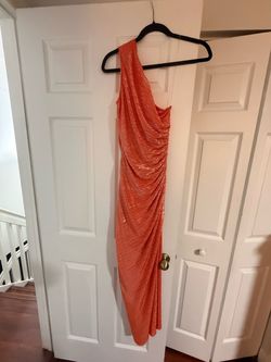 Orange Metallic One-Shoulder Maxi Dress