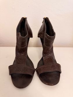 Tory Burch Torben T-Strap Peep-Toe Heels Brown