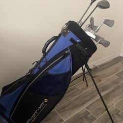 Golf clubs and bag