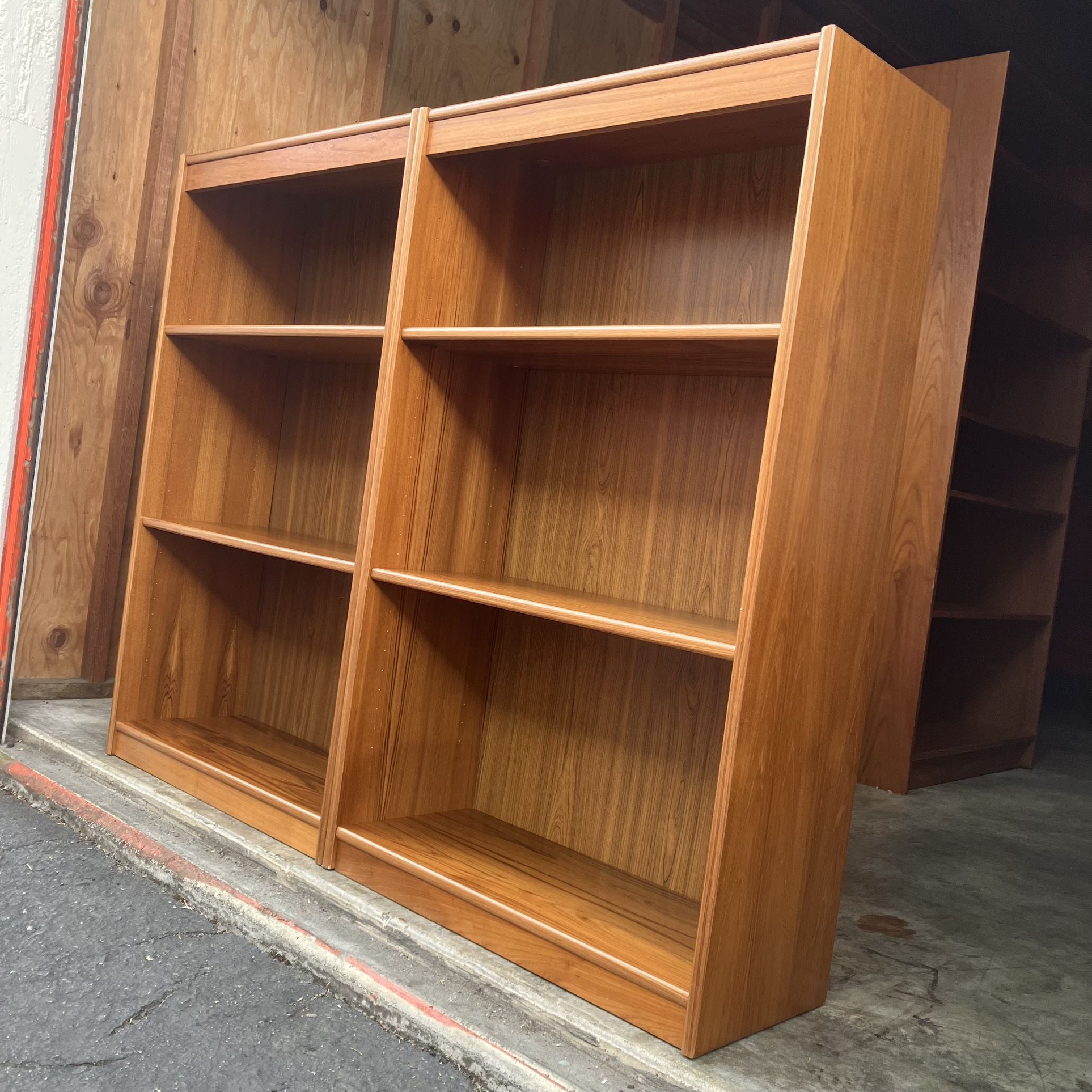 Pair of Vintage Danish Mid Century Modern Short Teak Bookcases