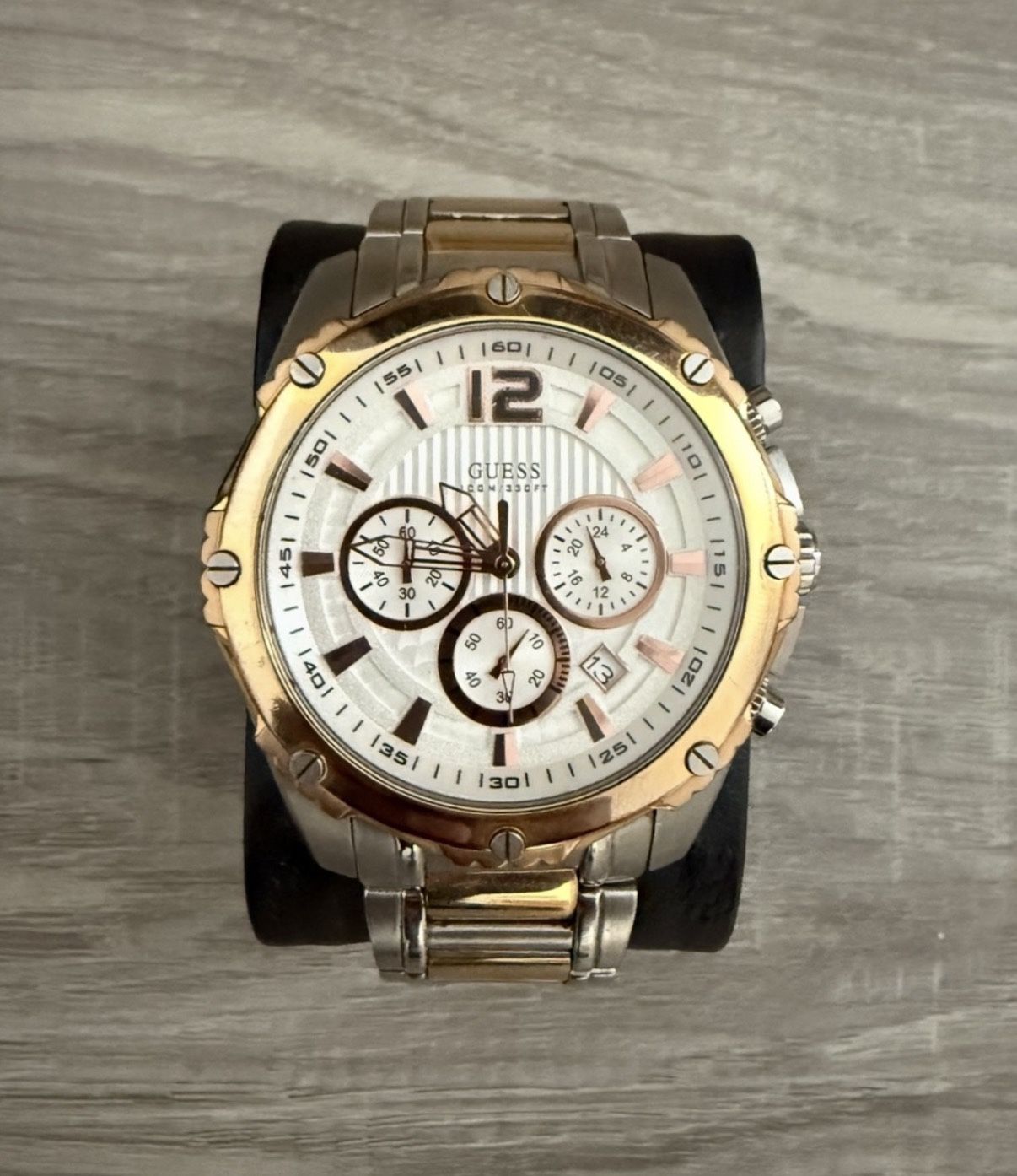 Guess Bold Chronograph Silver Dial Rose Gold Tone Men's Watch U0165G2