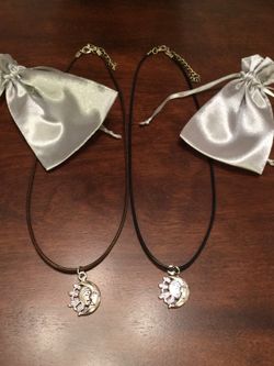 NEW Celestial Sun Moon Charm on Brown or Black PU Leather Cord