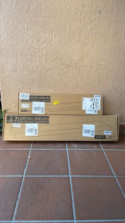 (2) 2 Packs Floating Wood  Shelves 36” and 24” $50  Color Whitte