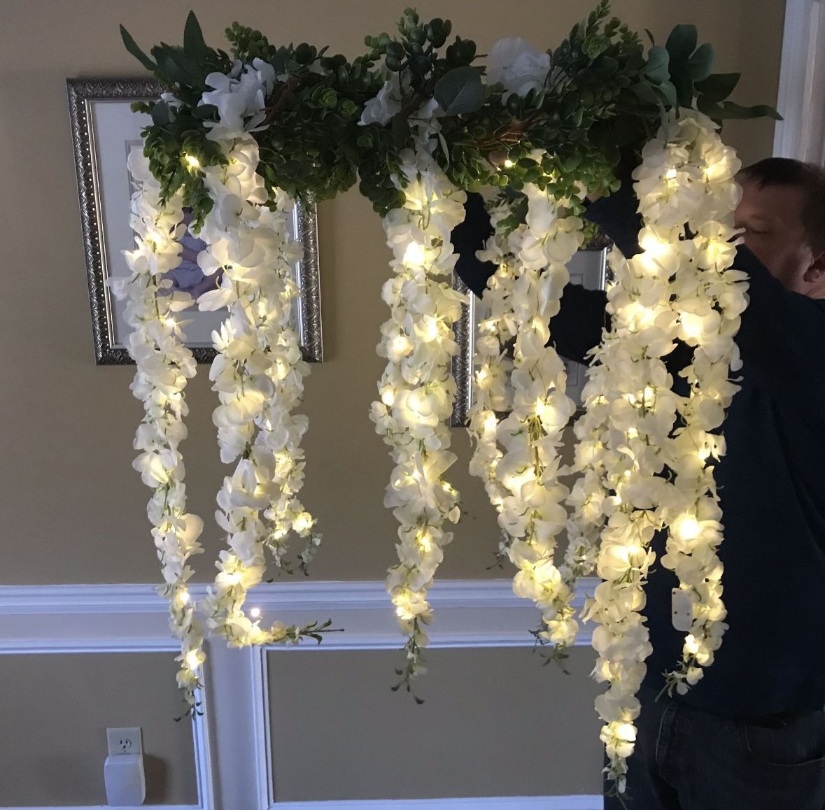 Wedding Fairy Battery Lit Hanging Wisteria