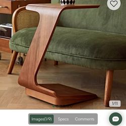 POVISON Modern C-Shaped Side Table with Wheels