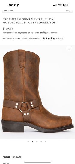 MEN'S PULL ON MOTORCYCLE BOOTS - SQUARE TOE