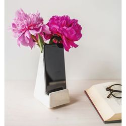 Stakceramics Cell Phone Holder. Plant holder. Flower pot.