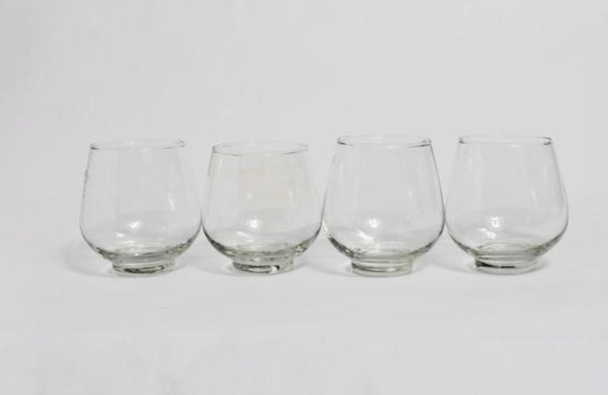 Whiskey Glassware, Lowball, Vintage Glassware, Glassware, Italian, Vintage, Mid Century Glassware, Clear Glassware, Vintage, Set of 4