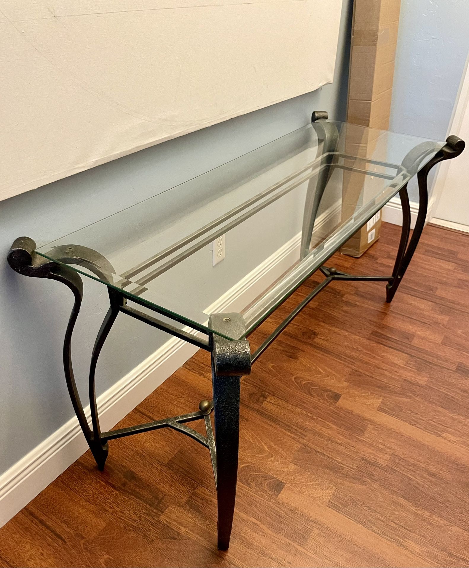 Elegant glass-top console table