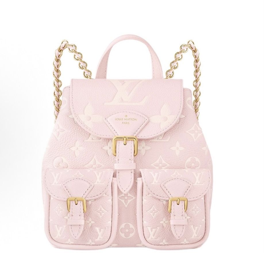 LOUIS VUITTON BACKUP Letter Embossed Magnetic Buckle Flip Open and Calfskin Backpack Women's Pink(194)23