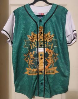 Mens Usa Drinking Team Irish Ireland Buttoned Jersey Shirt Sz Medium