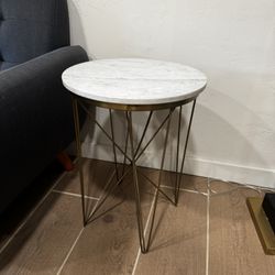 White Marble End Table