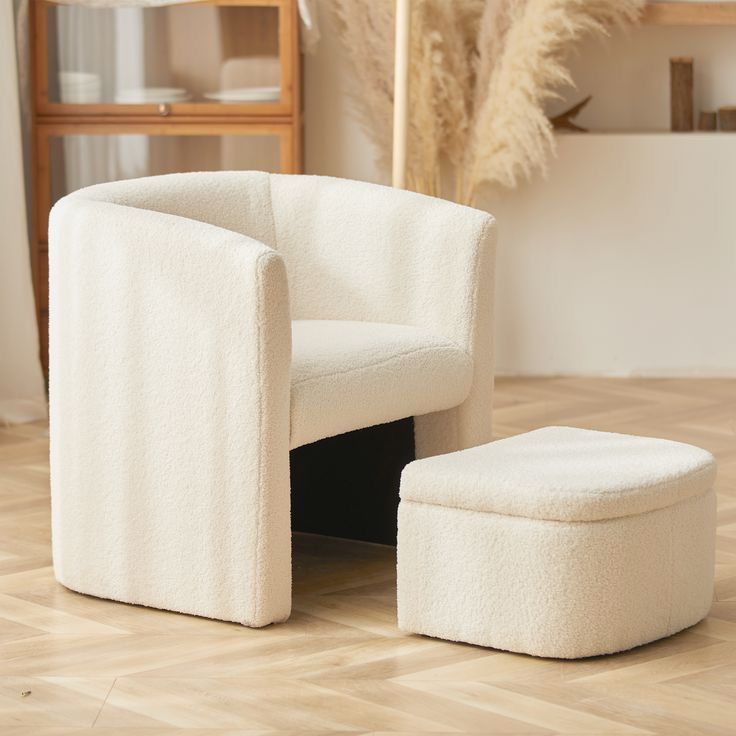 Reading Accent Chair with Storage Ottoman 