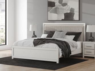 Birmonton White King Upholstered Panel Platform Bed