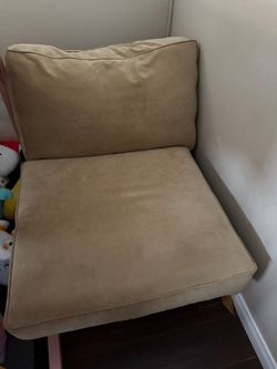 Make Offer: Beige Accent Chair with Wood Legs