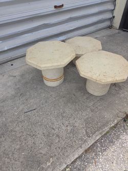 Set of three vintage plaster coffee tables