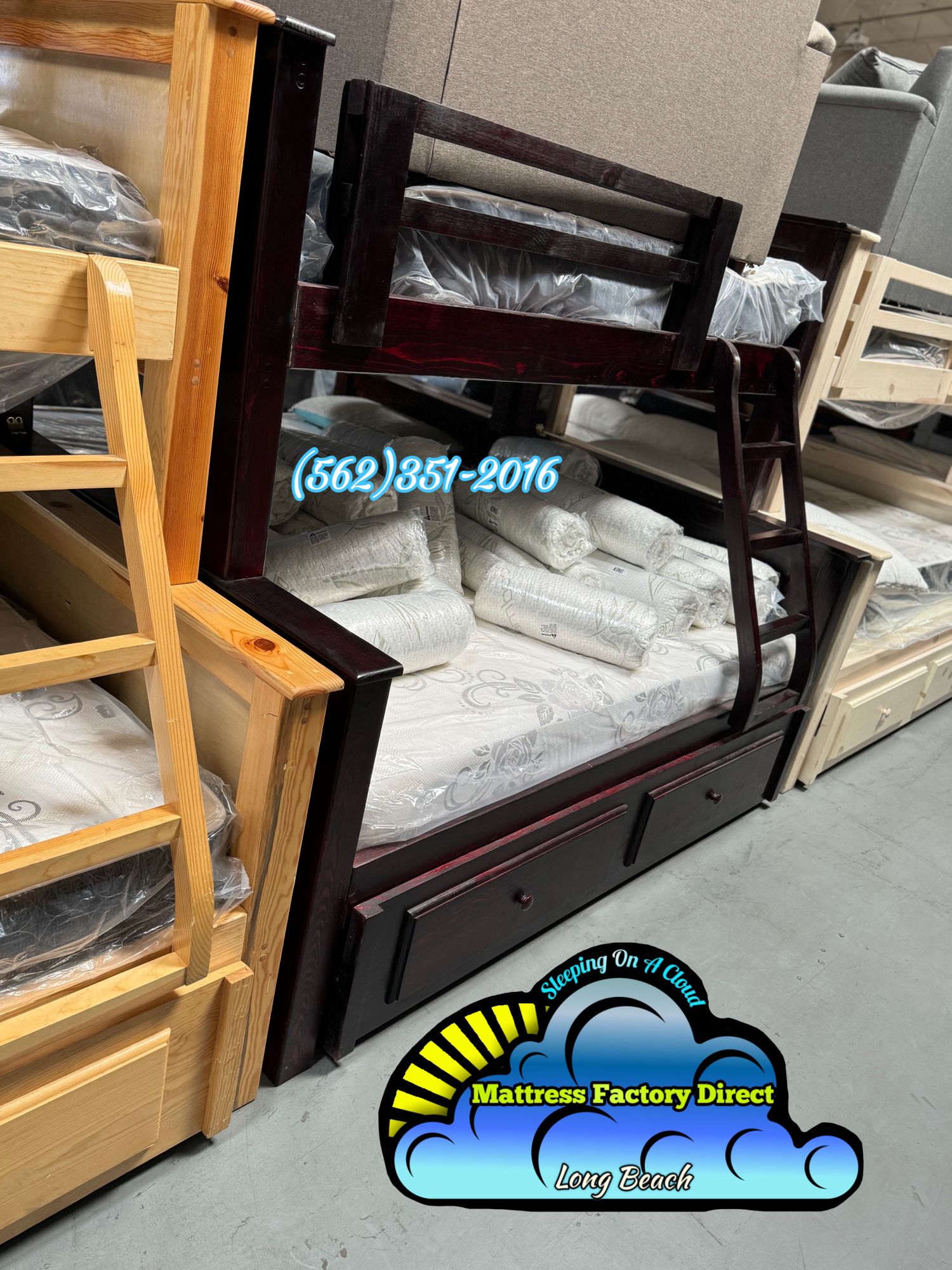 Triple Cherry Bunk Bed With Mattresses Included 