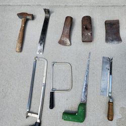 tools - saw , hammer , axe
various saw
no helve for axe, hammer
all for $10