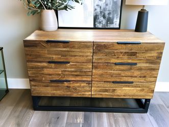 Designer-Inspired Solid Acacia Wood 6-Drawer Dresser